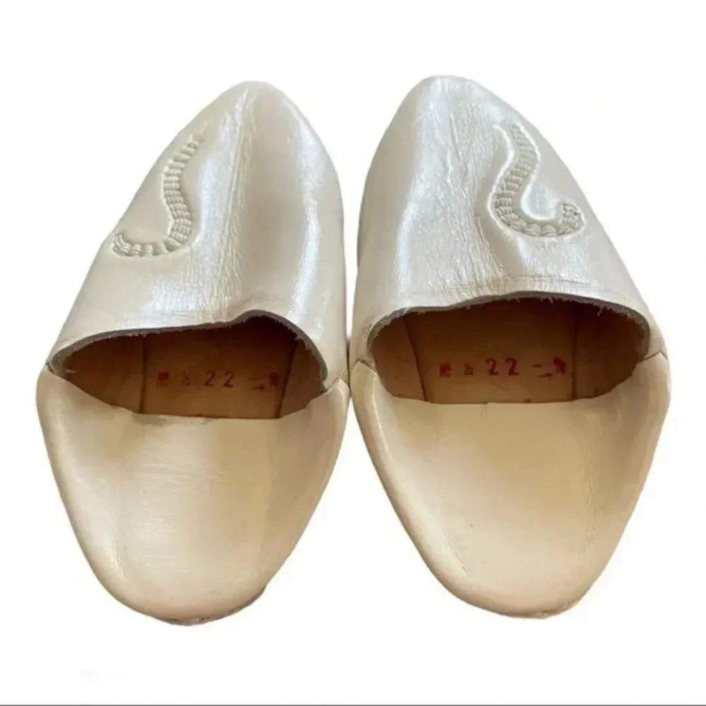 Moroccan leather kids shoes slippers mules 6-6.5